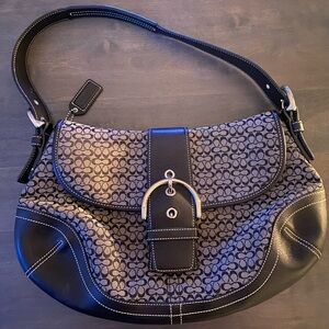 Coach Black and Gray Signature Shoulder Bag